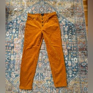 J.Crew 9" High-rise Skinny Jeans in Gold/Orange Corduroy
